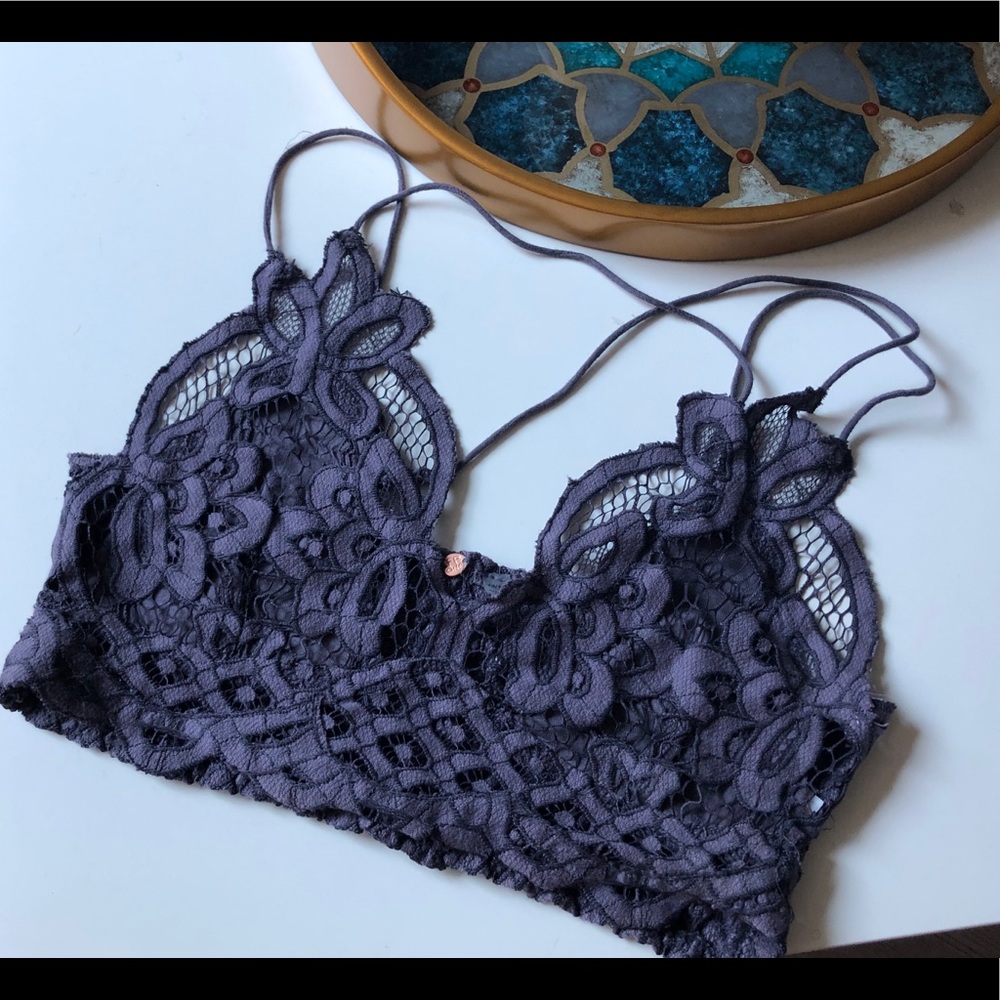 Free People Adella Bralette in charcoal XS